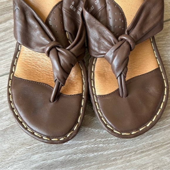 Born Brown Leather Espadrille Wedge Flip Flop Sandal - Picture 4 of 16